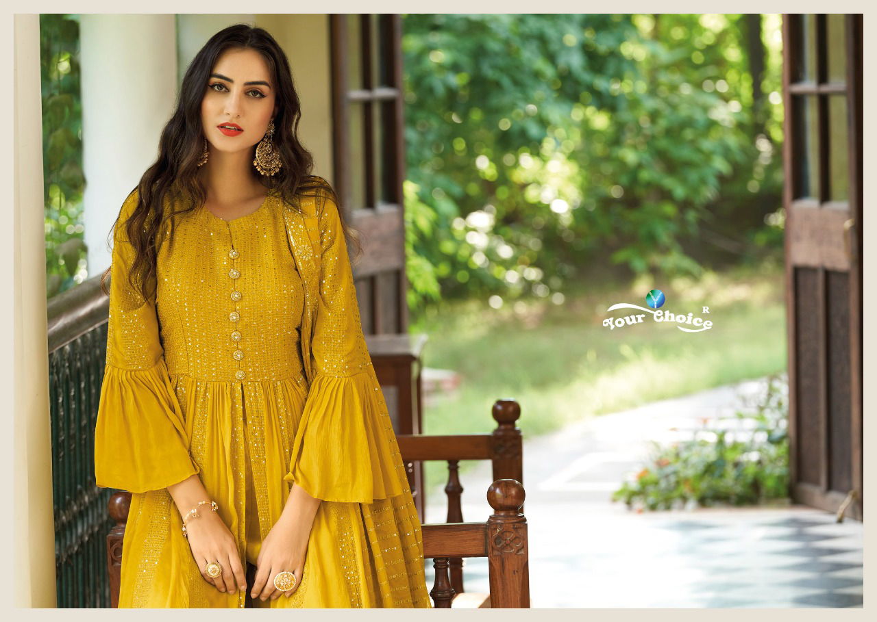 Your choice Haldi Heavy Wedding Wear Wholesale Georgette Salwar Suits 